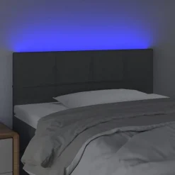 Tete de lit a LED Gris fonce 80x5x78/88 cm Tissu