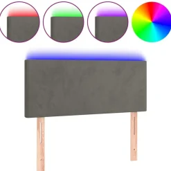 Tete de lit a LED Gris fonce 100x5x78/88 cm Velours