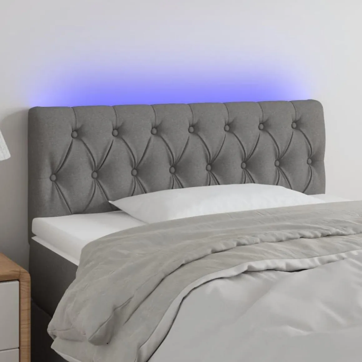 Tete de lit a LED Gris fonce 90x7x78/88 cm Tissu