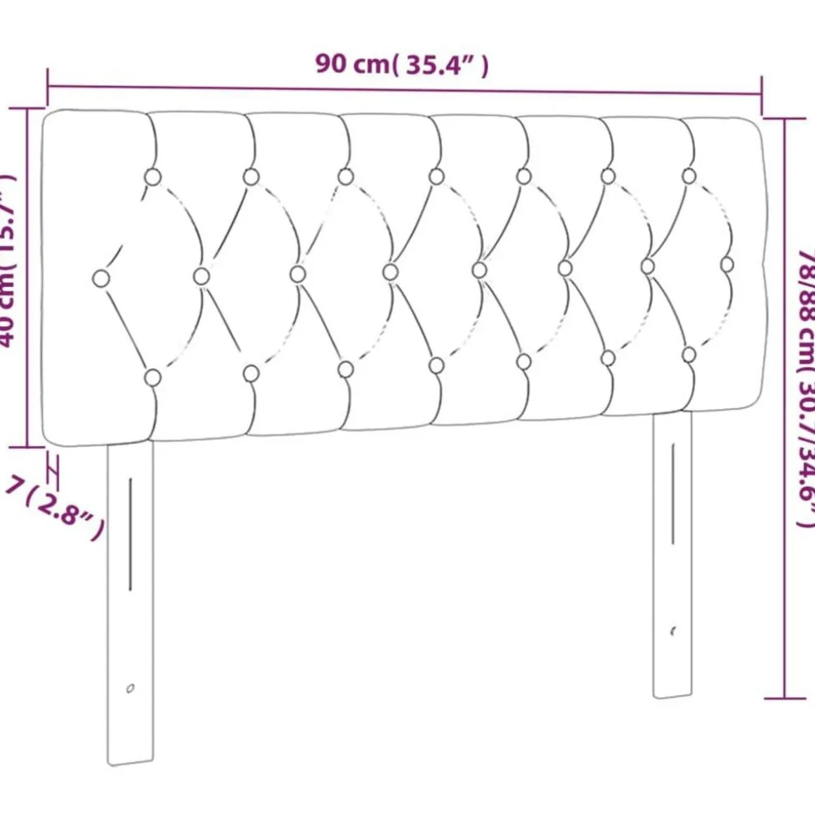 Tete de lit a LED Gris fonce 90x7x78/88 cm Tissu