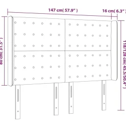 Tete de lit a LED Gris fonce 147x16x118/128 cm Tissu