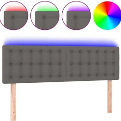 Tete de lit a LED Gris 144x5x78/88 cm Similicuir