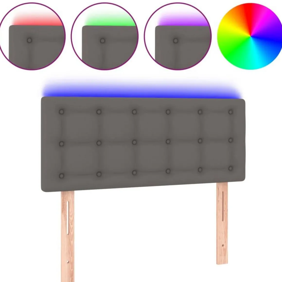 Tete de lit a LED Gris 100x5x78/88 cm Similicuir