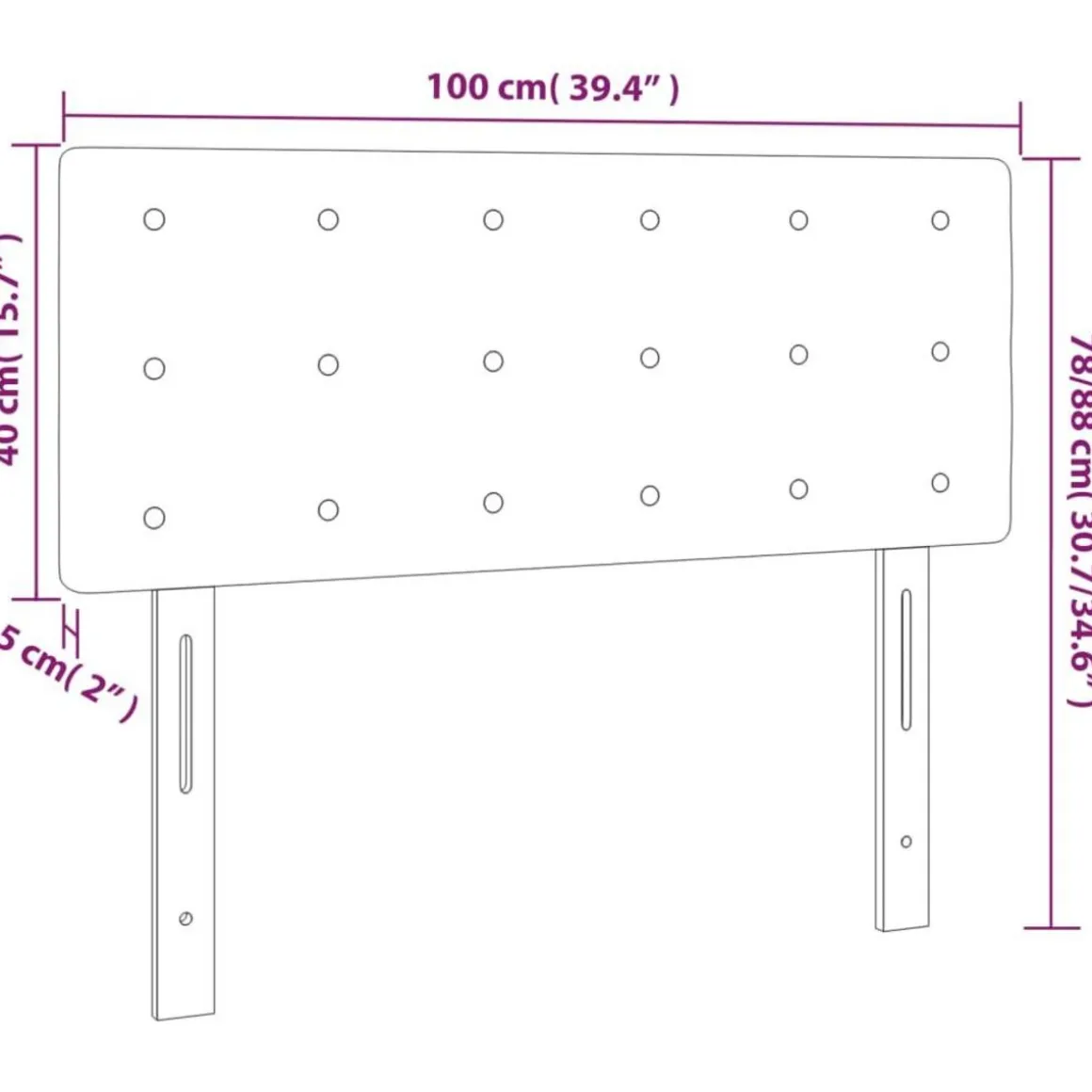 Tete de lit a LED Gris 100x5x78/88 cm Similicuir