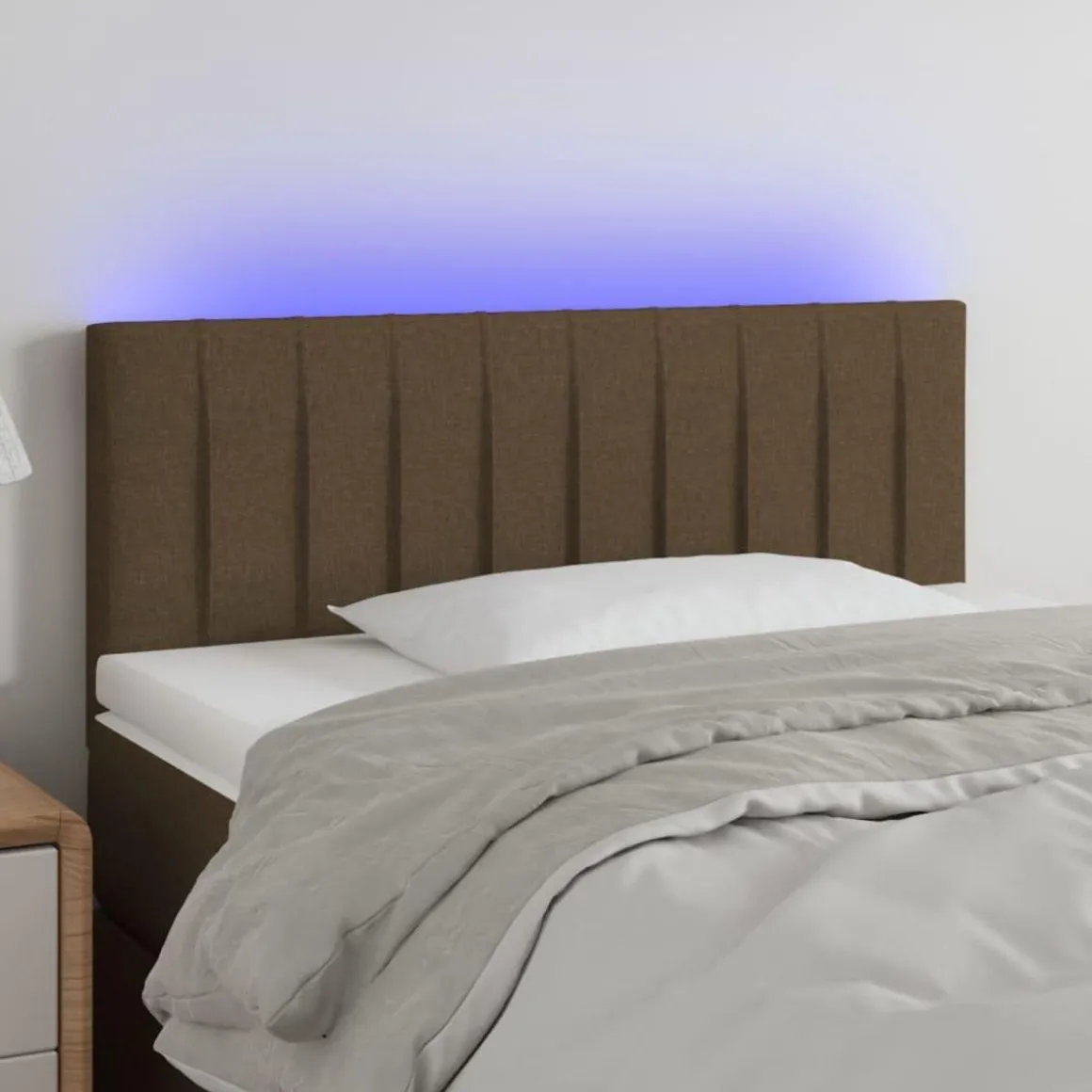 Tete de lit a LED Marron Fonce 90x5x78/88 cm Tissu
