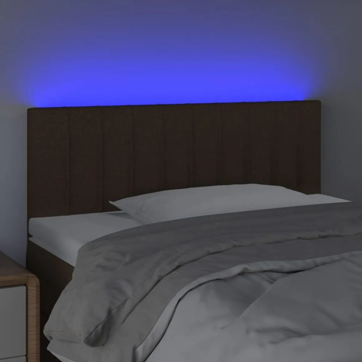 Tete de lit a LED Marron Fonce 90x5x78/88 cm Tissu