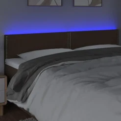 Tete de lit a LED Marron Fonce 180x5x78/88 cm Tissu