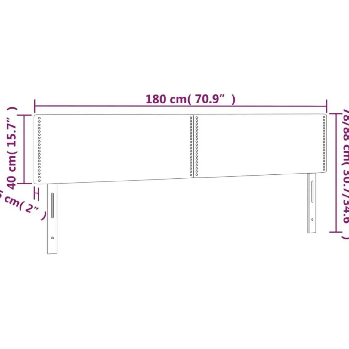 Tete de lit a LED Marron Fonce 180x5x78/88 cm Tissu