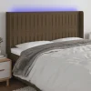Tete de lit a LED Marron fonce 203x16x118/128 cm Tissu