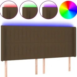 Tete de lit a LED Marron fonce 203x16x118/128 cm Tissu