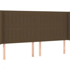 Tete de lit a LED Marron fonce 203x16x118/128 cm Tissu