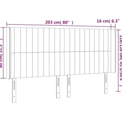 Tete de lit a LED Marron fonce 203x16x118/128 cm Tissu