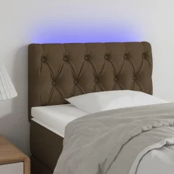 Tete de lit a LED Marron fonce 80x7x78/88 cm Tissu