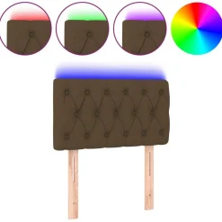 Tete de lit a LED Marron fonce 80x7x78/88 cm Tissu