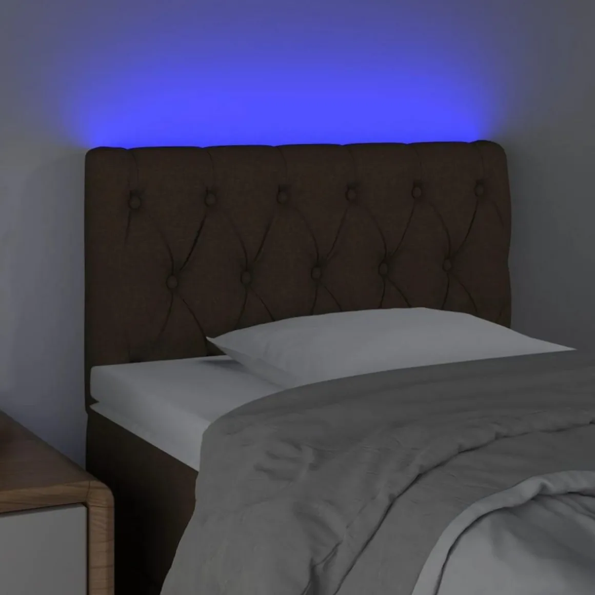 Tete de lit a LED Marron fonce 80x7x78/88 cm Tissu