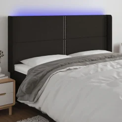 Tete de lit a LED Noir 163x16x118/128 cm Tissu