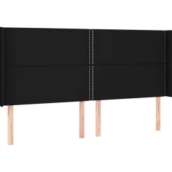 Tete de lit a LED Noir 163x16x118/128 cm Tissu