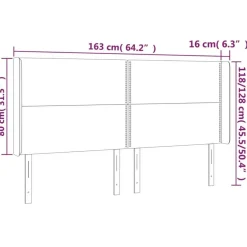 Tete de lit a LED Noir 163x16x118/128 cm Tissu