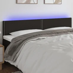 Tete de lit a LED Noir 180x5x78/88 cm Tissu