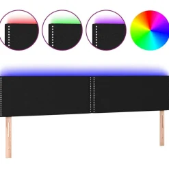 Tete de lit a LED Noir 180x5x78/88 cm Tissu