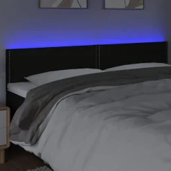 Tete de lit a LED Noir 180x5x78/88 cm Tissu