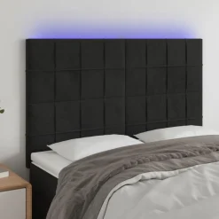Tete de lit a LED Noir 144x5x118/128 cm Velours