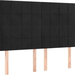 Tete de lit a LED Noir 144x5x118/128 cm Velours