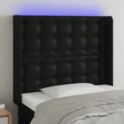 Tete de lit a LED Noir 93x16x118/128 cm Similicuir