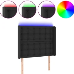 Tete de lit a LED Noir 93x16x118/128 cm Similicuir