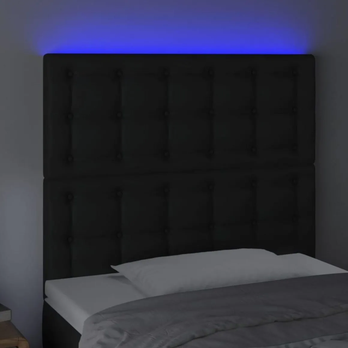 Tete de lit a LED Noir 90x5x118/128 cm Similicuir