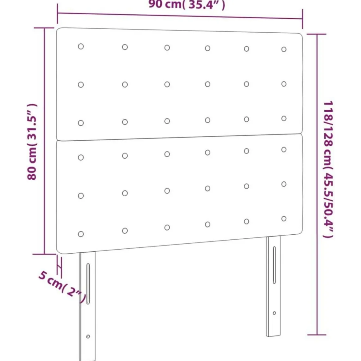 Tete de lit a LED Noir 90x5x118/128 cm Similicuir