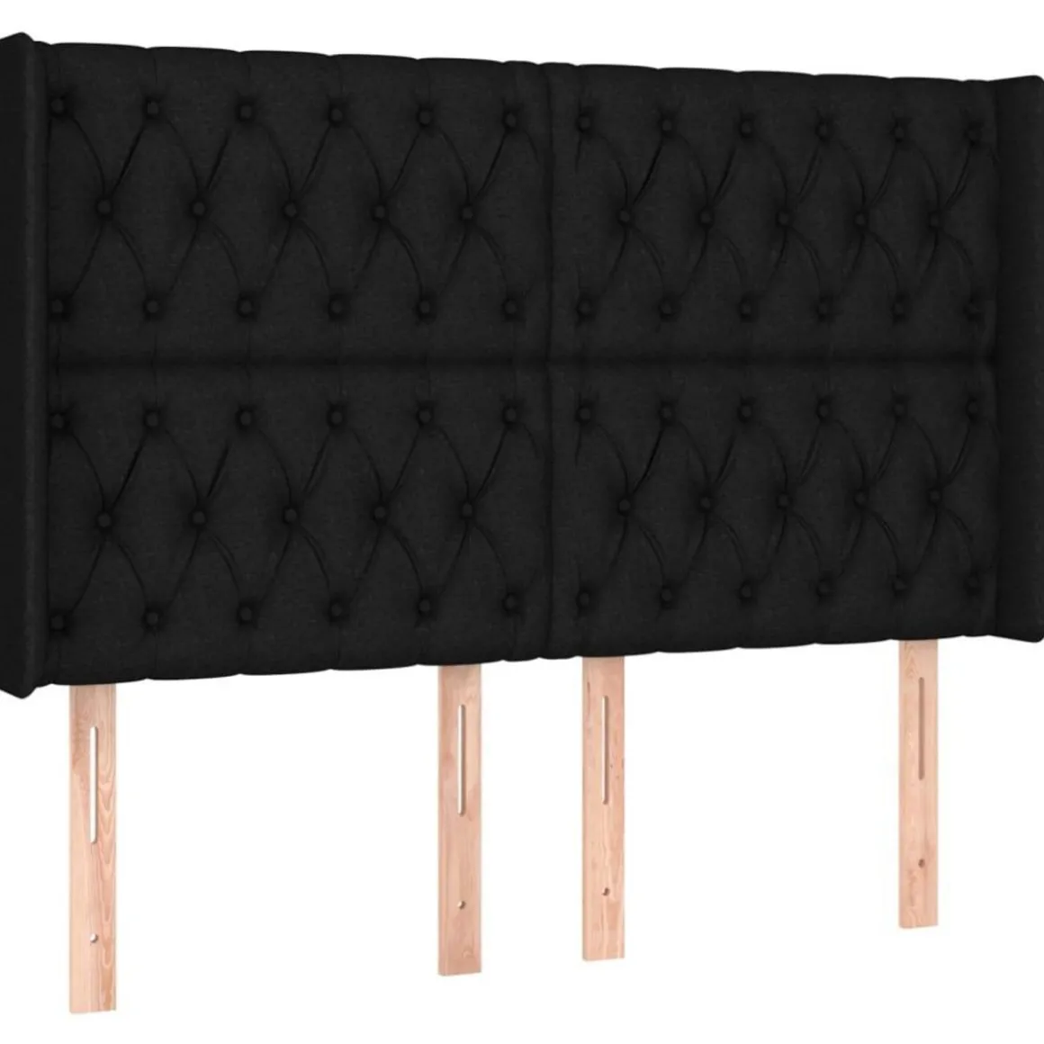 Tete de lit a LED Noir 147x16x118/128 cm Tissu