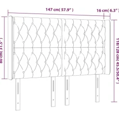 Tete de lit a LED Noir 147x16x118/128 cm Tissu