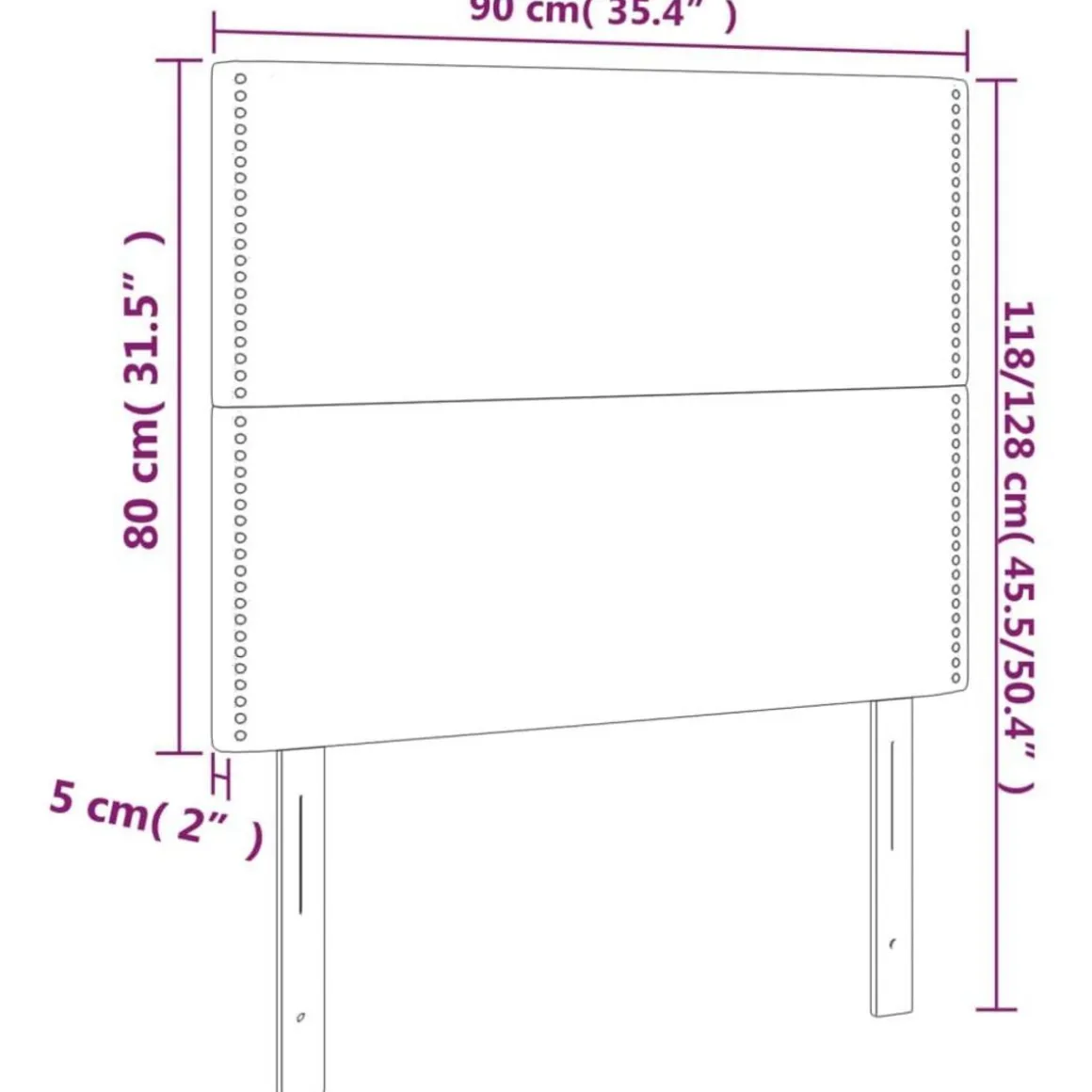 Tete de lit a LED Noir 90x5x118/128 cm Velours