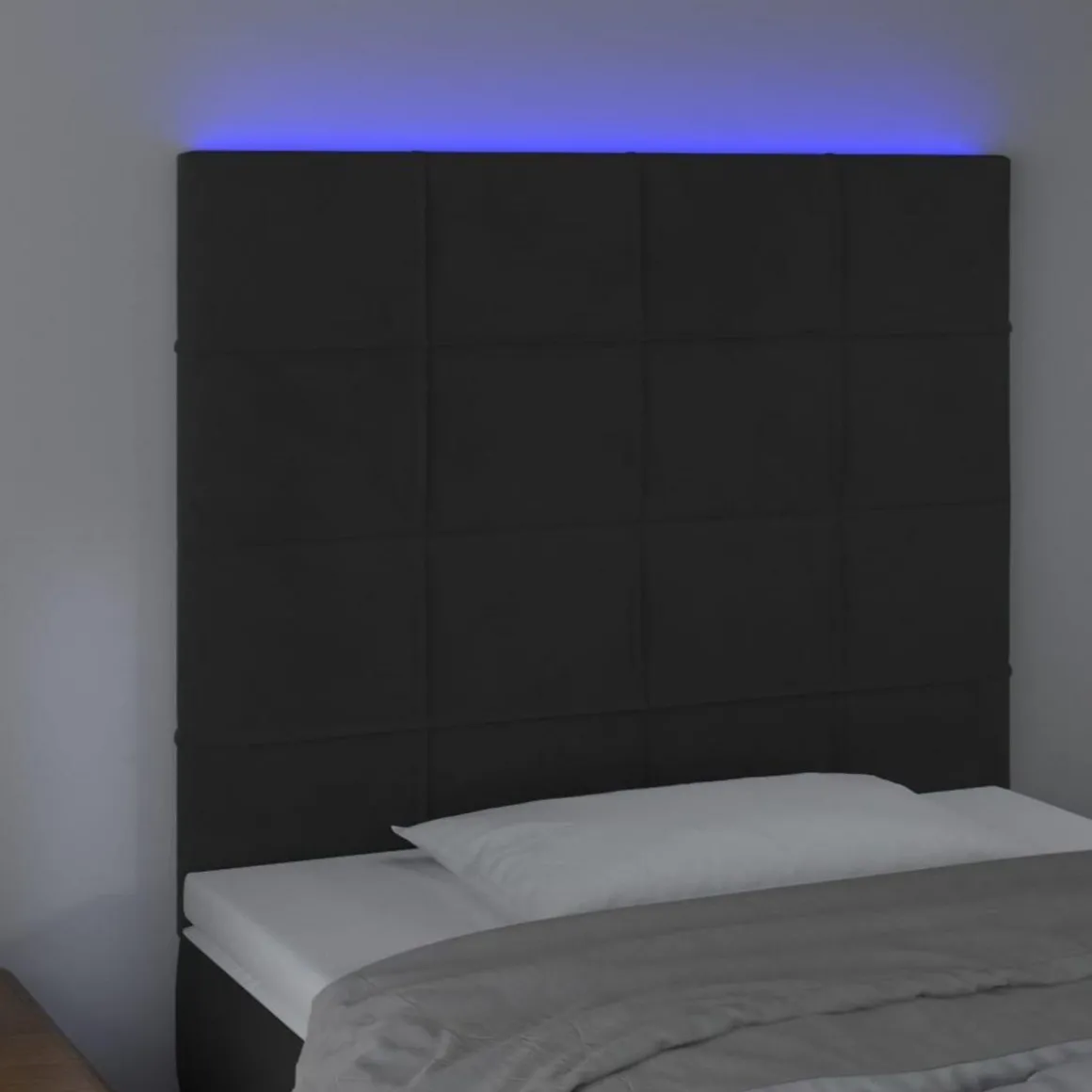 Tete de lit a LED Noir 100x5x118/128 cm Velours