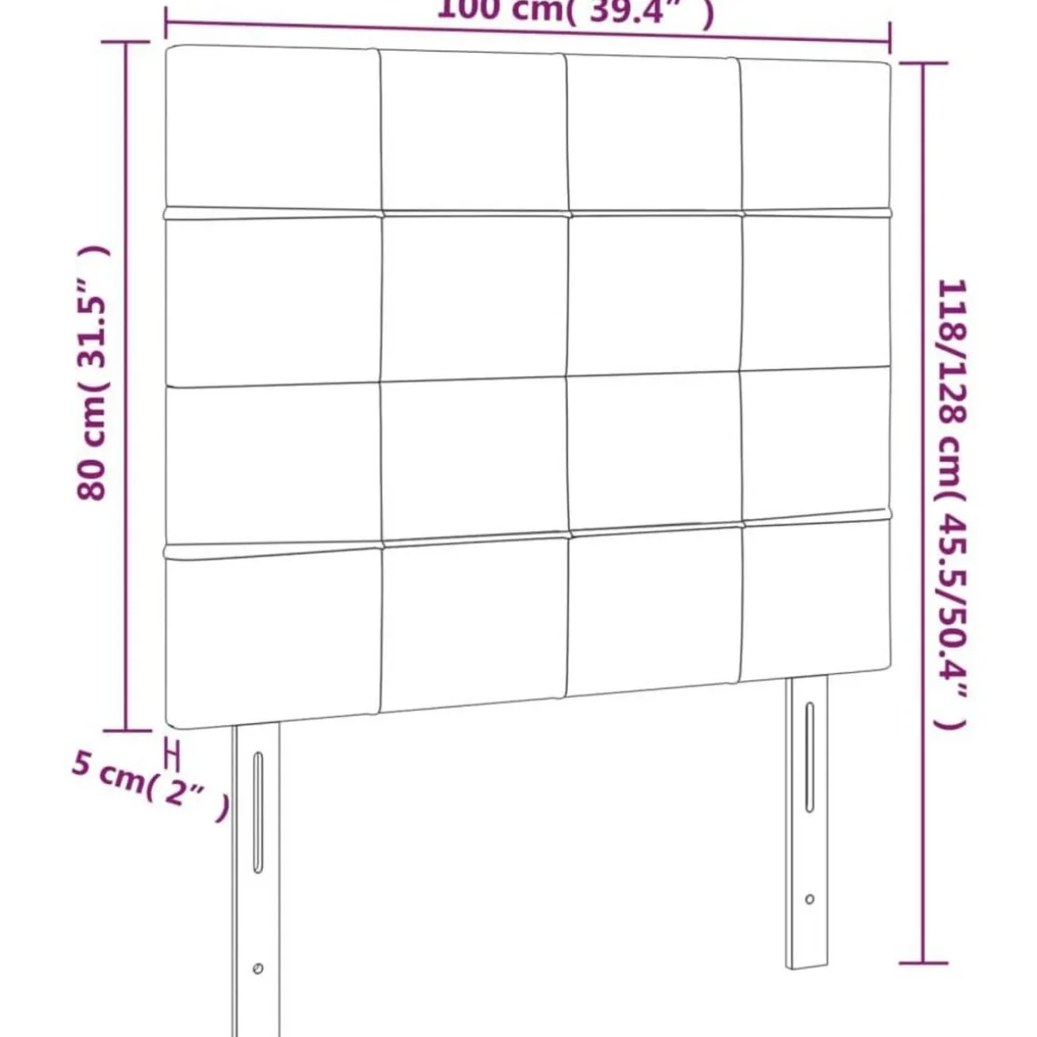 Tete de lit a LED Noir 100x5x118/128 cm Velours