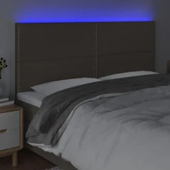 Tete de lit a LED Taupe 160x5x118/128 cm Tissu