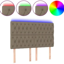 Tete de lit a LED Taupe 144x7x118/128 cm Tissu