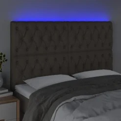 Tete de lit a LED Taupe 144x7x118/128 cm Tissu