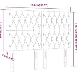 Tete de lit a LED Taupe 144x7x118/128 cm Tissu