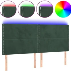 Tete de lit a LED Vert fonce 200x5x118/128 cm Velours