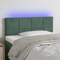 Tete de lit a LED Vert fonce 90x5x78/88 cm Velours