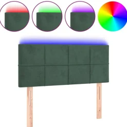 Tete de lit a LED Vert fonce 90x5x78/88 cm Velours