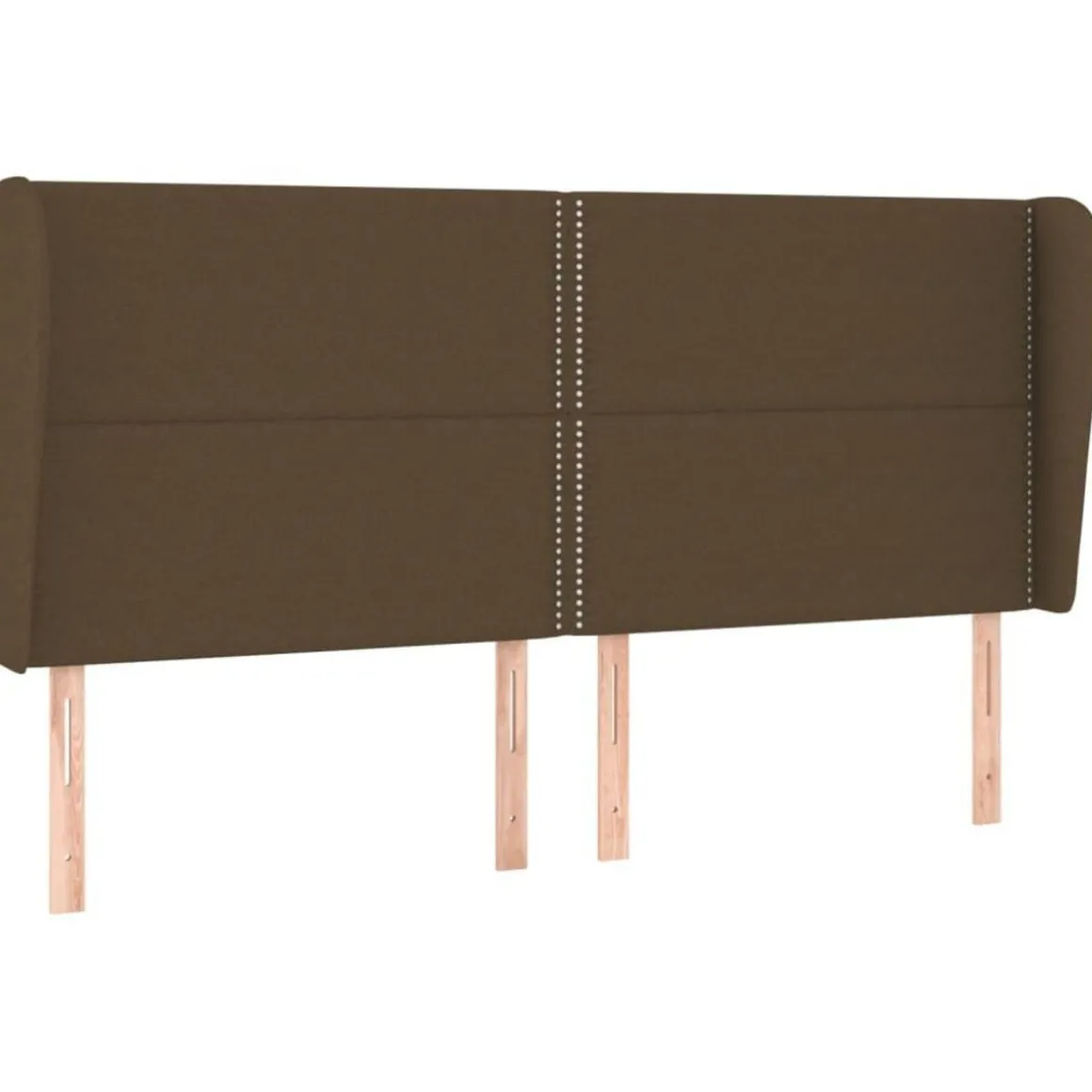 Tete de lit avec oreilles Marron fonce 183x23x118/128 cm Tissu