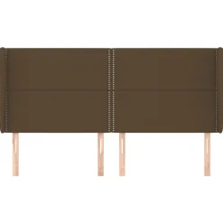 Tete de lit avec oreilles Marron fonce 183x23x118/128 cm Tissu