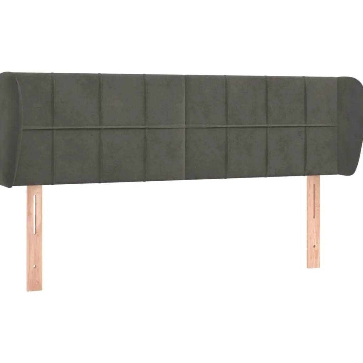 Tete de lit avec oreilles Gris fonce 147x23x78/88 cm Velours