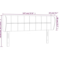 Tete de lit avec oreilles Gris fonce 147x23x78/88 cm Velours