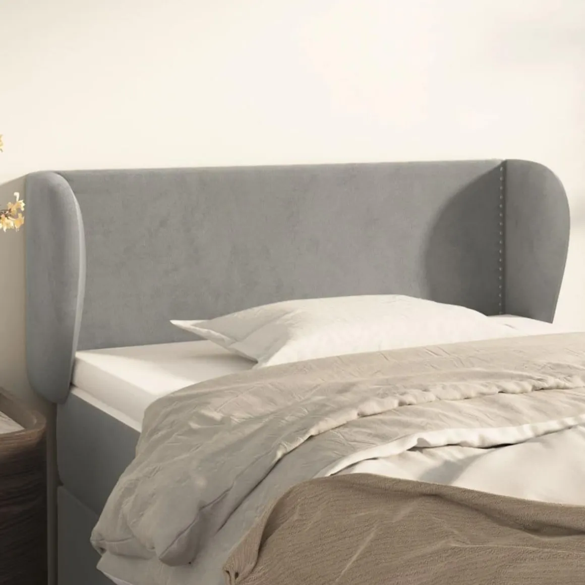 Tete de lit avec oreilles Gris clair 93x23x78/88 cm Velours