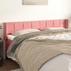 Tete de lit avec oreilles Rose 203x16x78/88 cm Velours