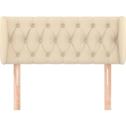 Tete de lit avec oreilles Creme 93x23x78/88 cm Tissu